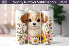 Easter Dog Tumbler Wrap | Puppy Floral Tumbler Sublimation Product Image 1