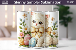 Easter Cat Tumbler Wrap | Kitten Floral Tumbler Sublimation Product Image 1