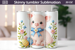 Easter Pig Tumbler Wrap | Floral Tumbler Sublimation Product Image 1