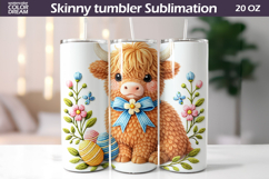 Easter Highland Cow Tumbler Wrap | Floral Tumbler Sublimatio Product Image 1