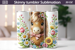 Easter Pony Tumbler Wrap | Horse Floral Tumbler Sublimation Product Image 1