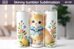 Easter Cat Tumbler Wrap | Kitten Floral Tumbler Sublimation Product Image 1