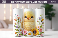 Easter Chick Tumbler Wrap | Floral Tumbler Sublimation Product Image 1