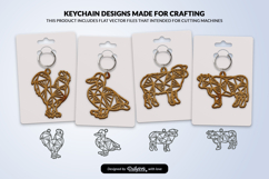 Geometric Farm Animal Keychain Laser Cut SVG Product Image 1