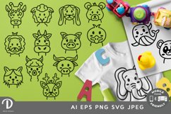 Various of Cute Animal Head Doodle SVG Bundle Product Image 1