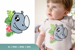 Cute Rhinoceros with Floral Ornament, Kids' Animal Apparel Product Image 1