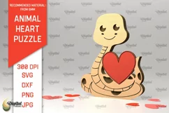Snake Wooden Puzzle Laser Cut. Animal Heart Puzzle SVG Product Image 1