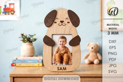 Hugging Dog Photo Frame Laser Cut. Kids Picture Frame SVG Product Image 1