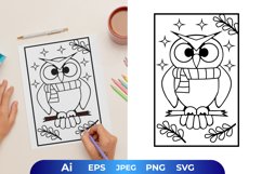 Owl in The Winter Wearing Shawl Coloring Page Product Image 1