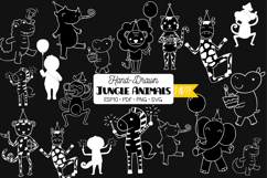 Hand-Drawn Jungle Animals Birthday Characters White Product Image 1