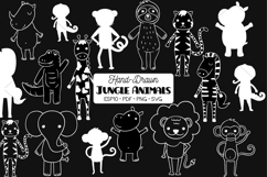 Hand-Drawn Jungle Animals Characters White Product Image 1