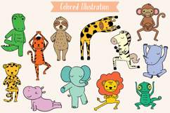 Colored Hand-Drawn Jungle Animals Characters |Yoga Exercise Product Image 2