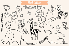 Jungle Animals Doodles | Hand Drawn Tropical leaves Product Image 2