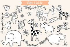 Jungle Animals Doodles | Hand Drawn Tropical leaves Product Image 4