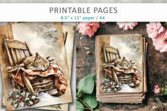 Christmas junk journal, vintage animals old paper Product Image 1