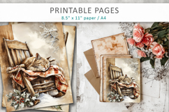 Christmas junk journal, vintage animals old paper Product Image 6