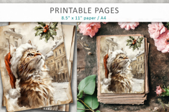 Christmas junk journal, cat old paper Product Image 3