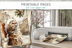 Christmas junk journal, cat old paper Product Image 4