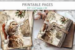 Christmas junk journal, cat old paper Product Image 5