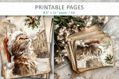 Christmas junk journal, cat old paper Product Image 6