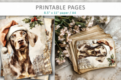Christmas junk journal, dog old paper Product Image 5