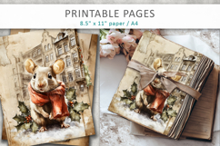 Christmas junk journal, mouse old paper Product Image 5
