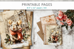 Christmas junk journal, mouse old paper Product Image 6