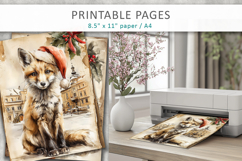 Christmas junk journal, fox old paper Product Image 4