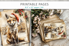 Christmas junk journal, fox old paper Product Image 5