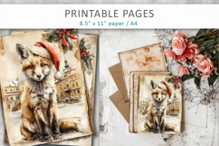 Christmas junk journal, fox old paper Product Image 6