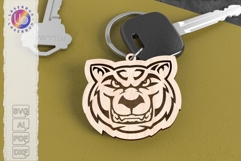 Tiger Head Keychain Design Laser Cut Engraving File Product Image 1