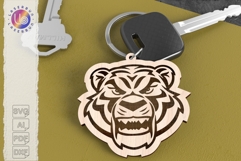 Tiger Face Keychain SVG Aggressive Wildlife Laser File Product Image 1
