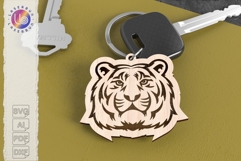Bengal Tiger Keychain SVG Detailed Wildlife Laser Design Product Image 1