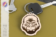 Gorilla Head Keychain File Strong Primate Laser Design Product Image 1
