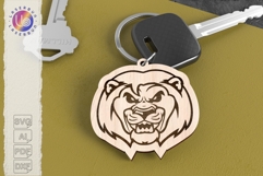 Lion Head Keychain File Majestic Animal Engraving Design Product Image 1
