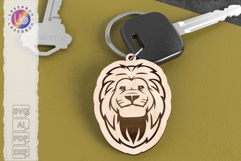 Roaring Lion Keychain File Intense Animal Laser Design Product Image 1