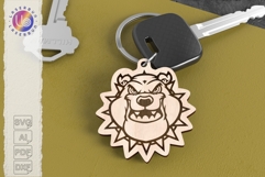 Bulldog Face Keychain SVG Aggressive Dog Laser Design Product Image 1