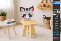 Animal Kids Chair Laser Cut | Nursery | Kids Laser | Raccoon Product Image 1