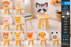 Animal Kids Chair Laser Cut Bundle | Children Furniture SVG Product Image 1
