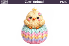 Pastel Knitted Chick Clipart | Easter Sublimation Design Product Image 1