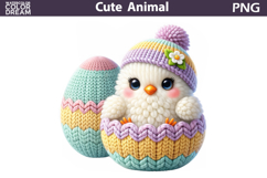 Pastel Knitted Chick Clipart | Easter Egg Sublimation Product Image 1