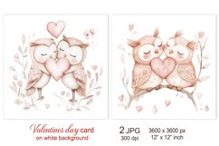 Cute Valentines day card, Love owl Valentine sublimation Product Image 1