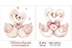 Cute Swan Valentines day card, Love Valentine sublimation Product Image 1