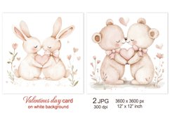Cute Valentines day card, Bear Bunny Love sublimation design Product Image 1