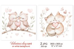 Valentines day card, Love Animal sublimation Cat owl kitten Product Image 1
