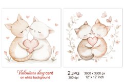 Cute cat Valentines day card, Kitten Love Animals Valentine Product Image 1
