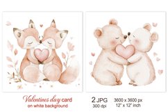 Cute Valentines day card, Bear Fox Love sublimation design Product Image 1