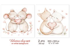 Cute Valentines day card, Cat Mouse Kitten Love sublimation Product Image 1