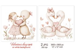 Cute Swan Valentines day card, Love Valentine sublimation Product Image 1