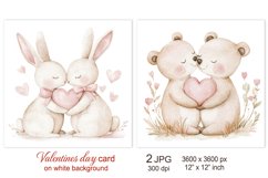 Cute Valentines day card, Bear Bunny Love sublimation design Product Image 1